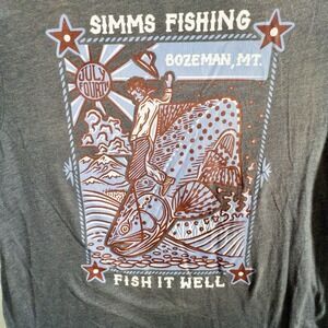 Simms Fishing Products USA Made Mens Medium T-Shirt Outdoors Gorpcore Lake *Read